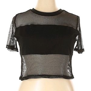 Essue Fishnet Black Crop Top